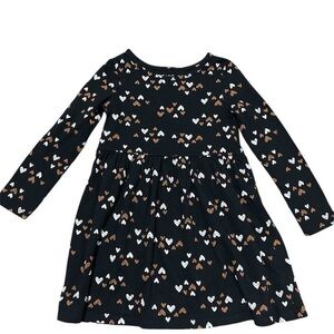 Cat & Jack Heart Print Kids Dress - Black and Brown 5T girls